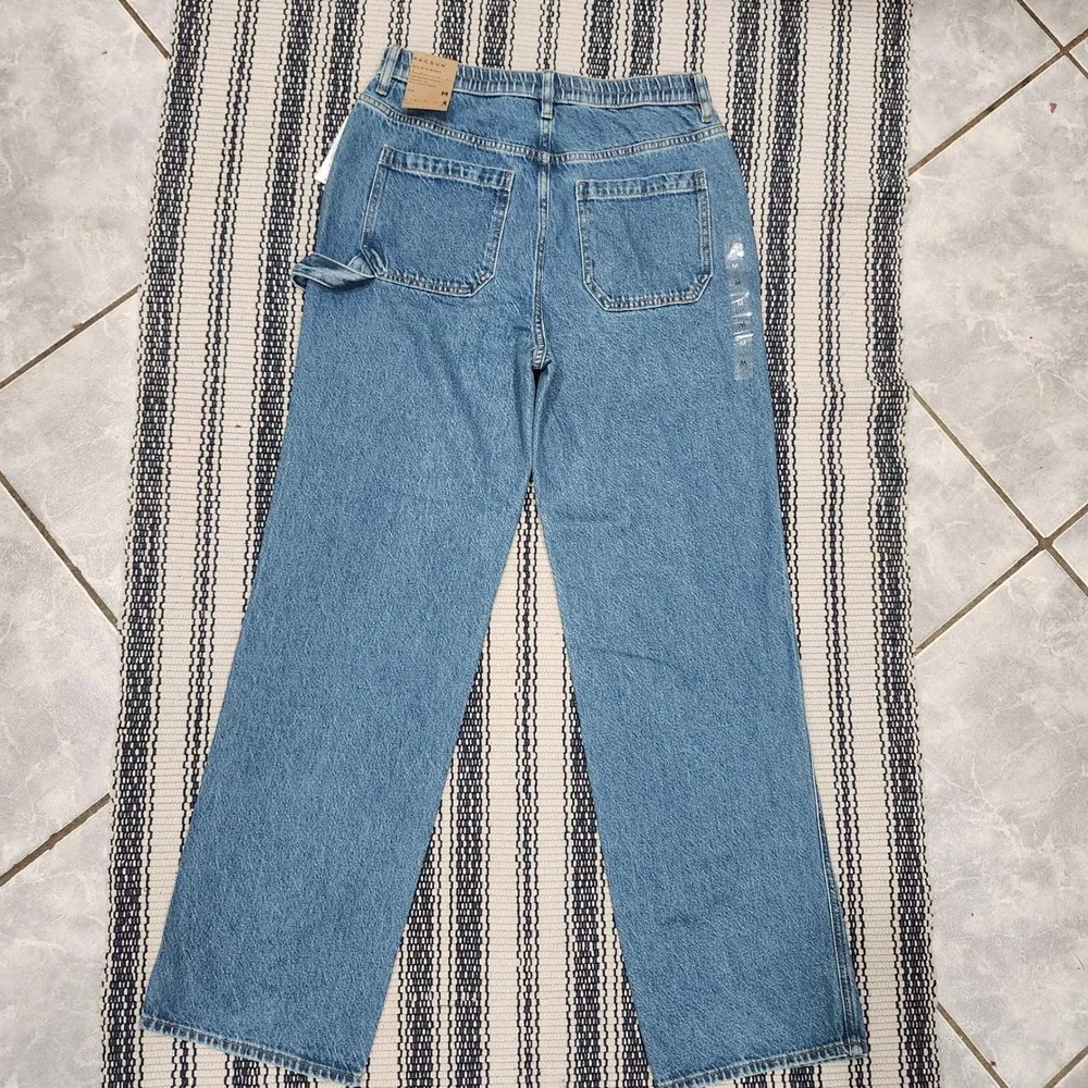PacSun 90s BF E-Waist High Rise Straight Leg Carpenter Jeans Skate Blue Sz M NWT